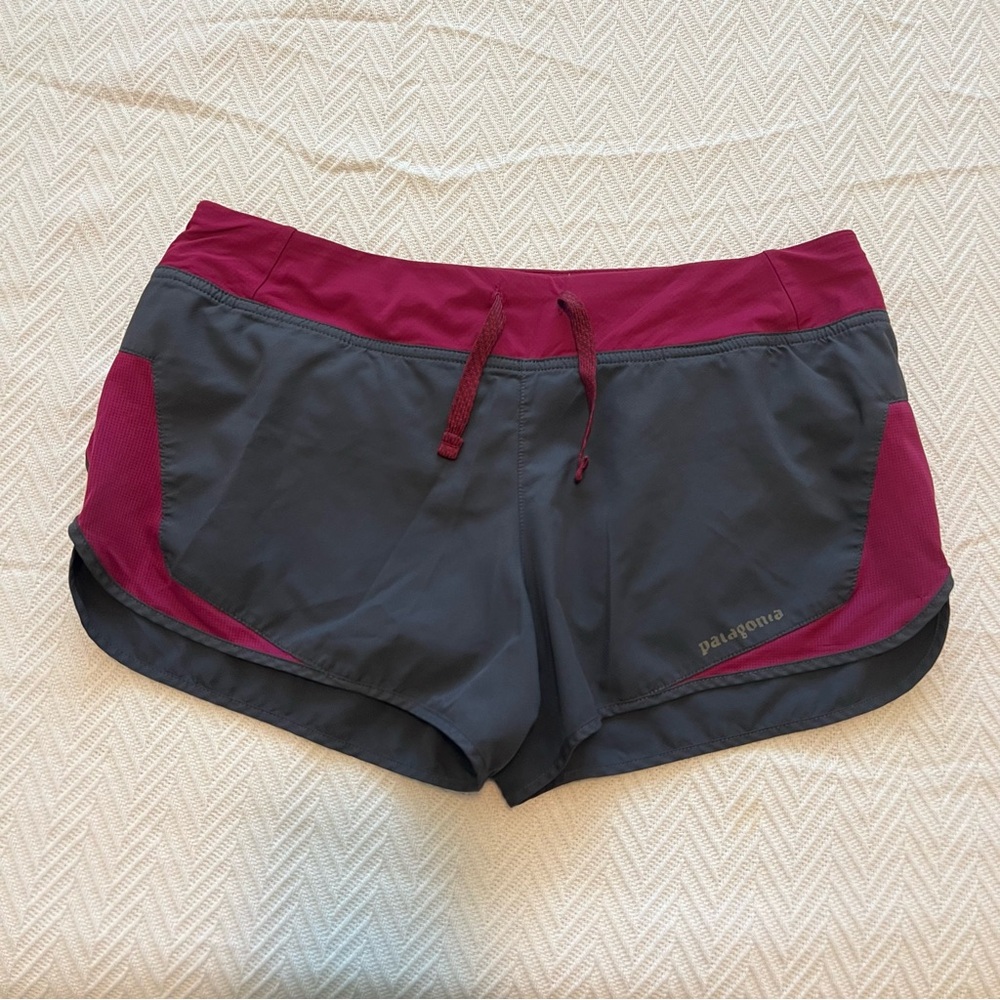 Patagonia Women's Athletic Shorts in Charcoal Gray and Berry